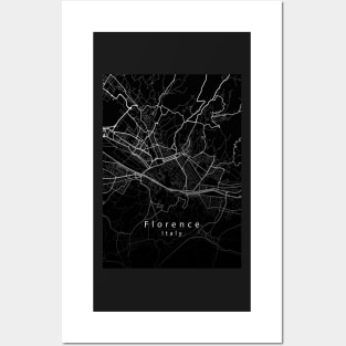 Florence Italy City Map dark Posters and Art